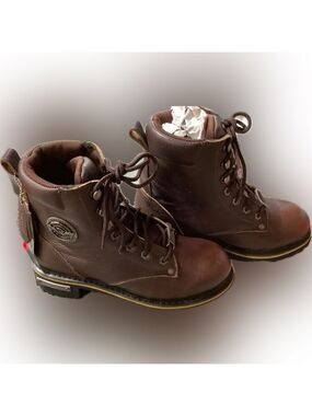 Milwaukee Leather Women’s Dark Brown Lace-Up Biker Boots Size 8, New in Box
